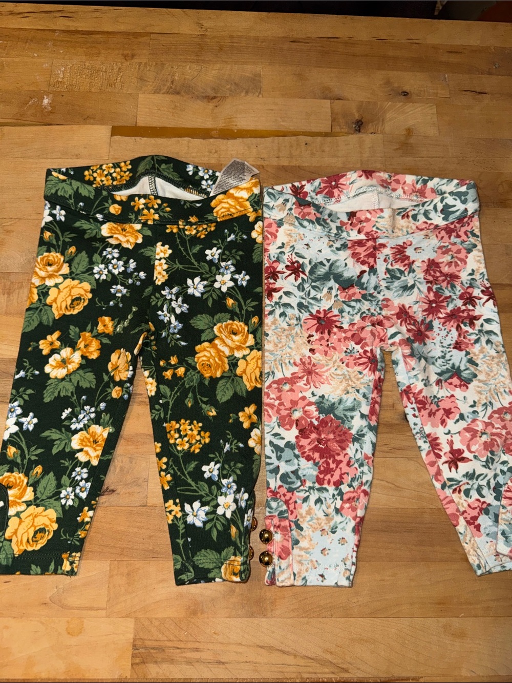 Janie and Jack Floral Print Girls' Leggings - Green and Pink Floral